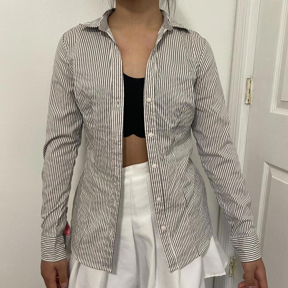 Hm Gray Striped Button Up